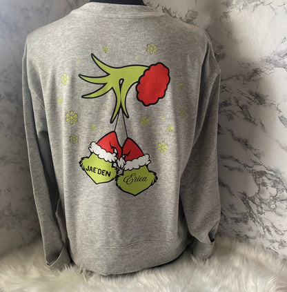 DTF Mama Grinchy transfer w/family names on the back