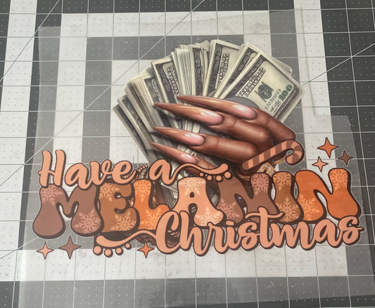 DTF Transfers Have a melanin Christmas w/ melanin hands holding hundreds of dollars